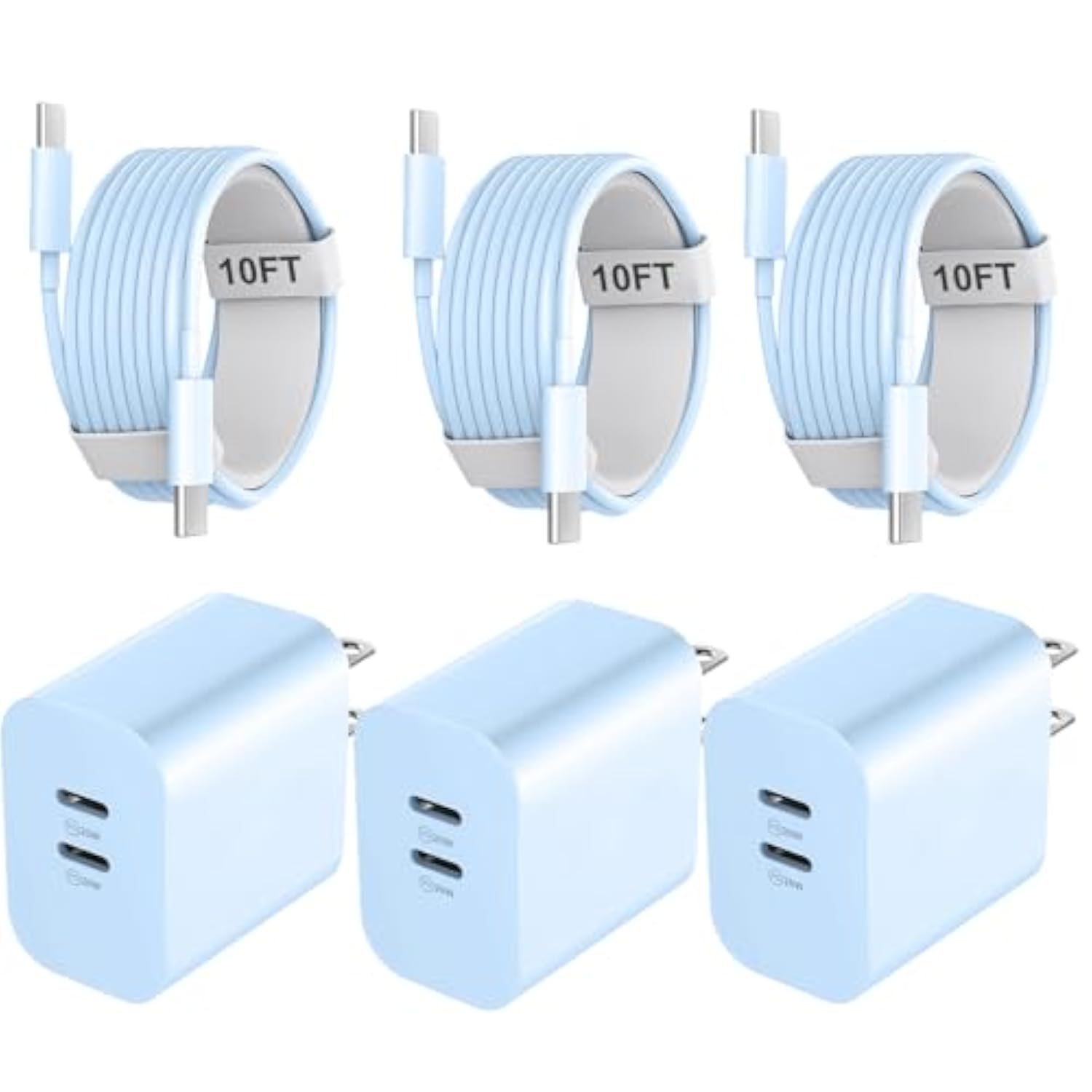 Usb C Charger For Iphone 16/15 Pro Max, 20W Dual Port Usb C Fast Charger Block With 10Ft Long Usb C To C Fast Charging Cord Cable For Iphone 16 15 Pro Max/16 15 Pro/16 15/16 15 Plus,Android Phone