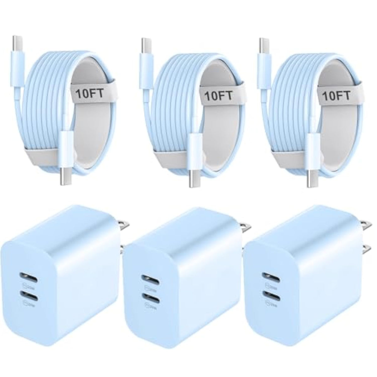 Usb C Charger For Iphone 16/15 Pro Max, 20W Dual Port Usb C Fast Charger Block With 10Ft Long Usb C To C Fast Charging Cord Cable For Iphone 16 15 Pro Max/16 15 Pro/16 15/16 15 Plus,Android Phone