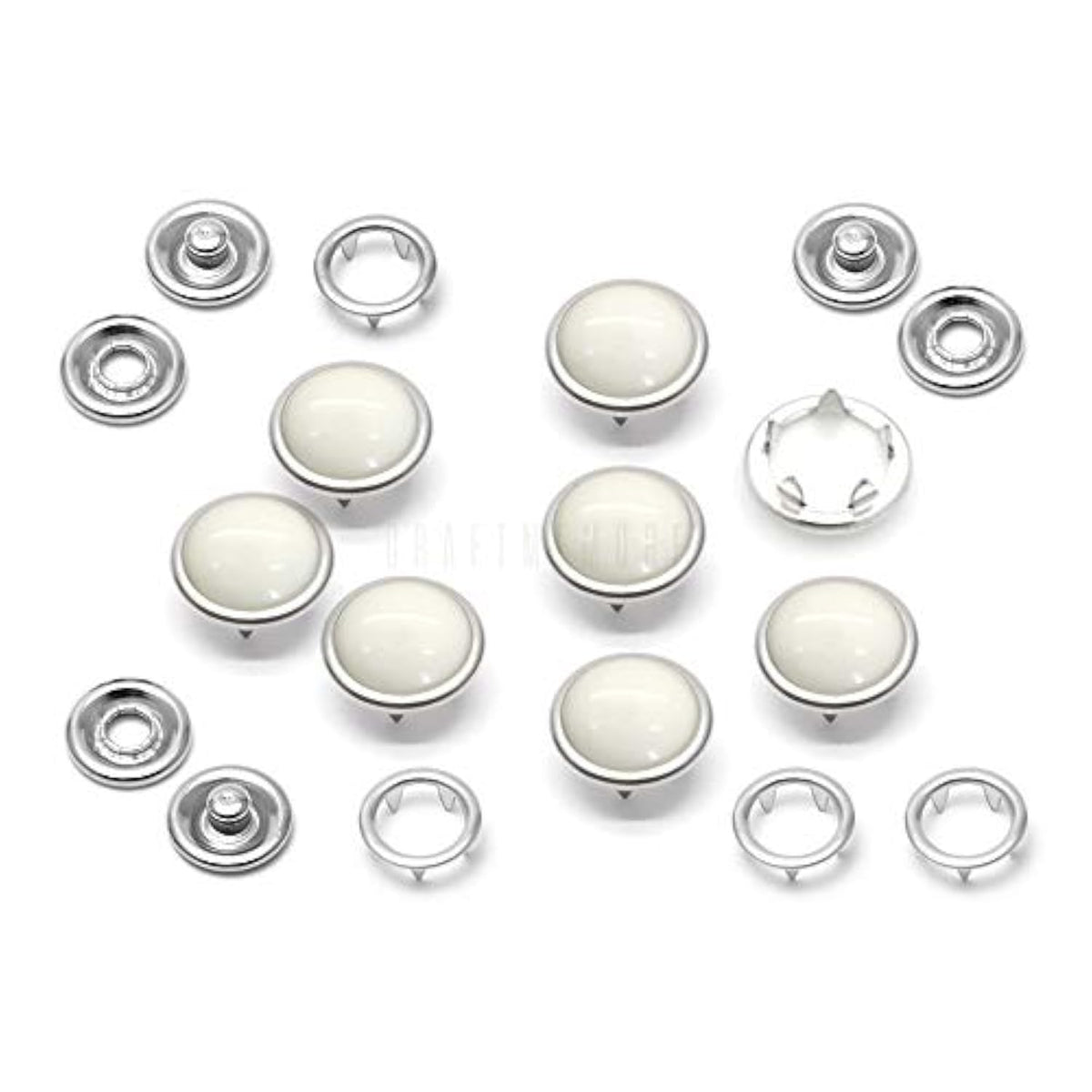 20 Sets 12Mm Pearl Snaps Fasteners Pearl-Like Prong Snap Button For We