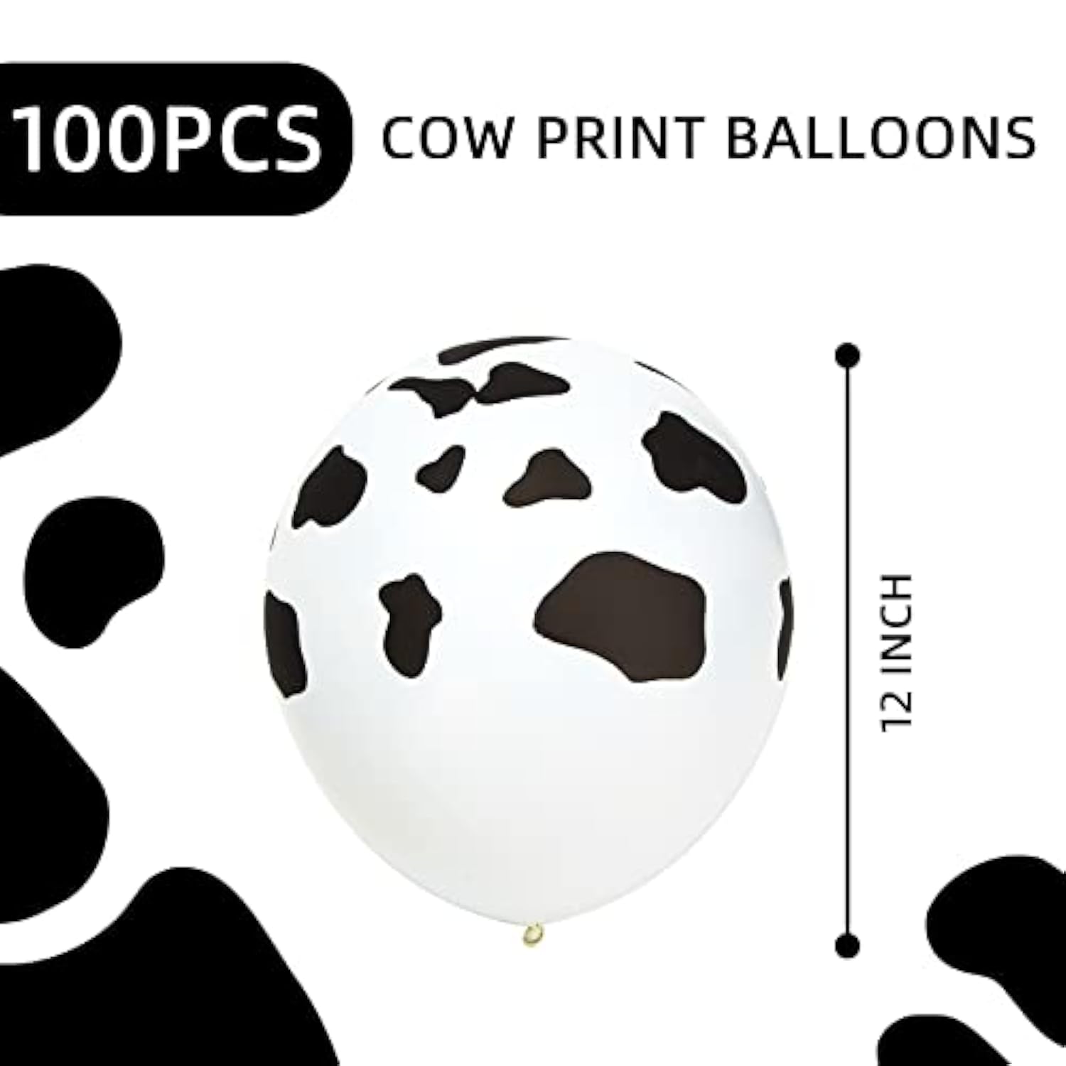 100-Pc Cow Print Balloon Set for Farm & Cowboy Party Décor