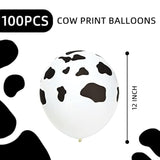 100-Pc Cow Print Balloon Set for Farm & Cowboy Party Décor