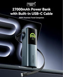 Powerhive 27000mAh Laptop Power Bank, 200W, Built-in and Extra 240W USB-C Cables, Portable Laptop Charger, Digital Display, for iPhone 17/16/15/14/13
