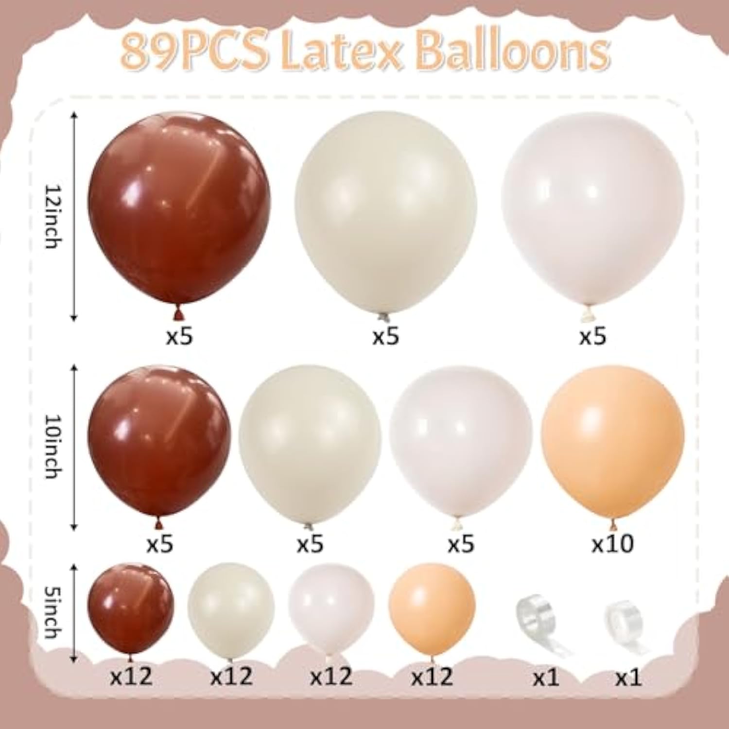 Brown Balloon Arch Kit Retro Brown Nude Tan White Sand Balloons for Baby Shower Thanksgiving Party