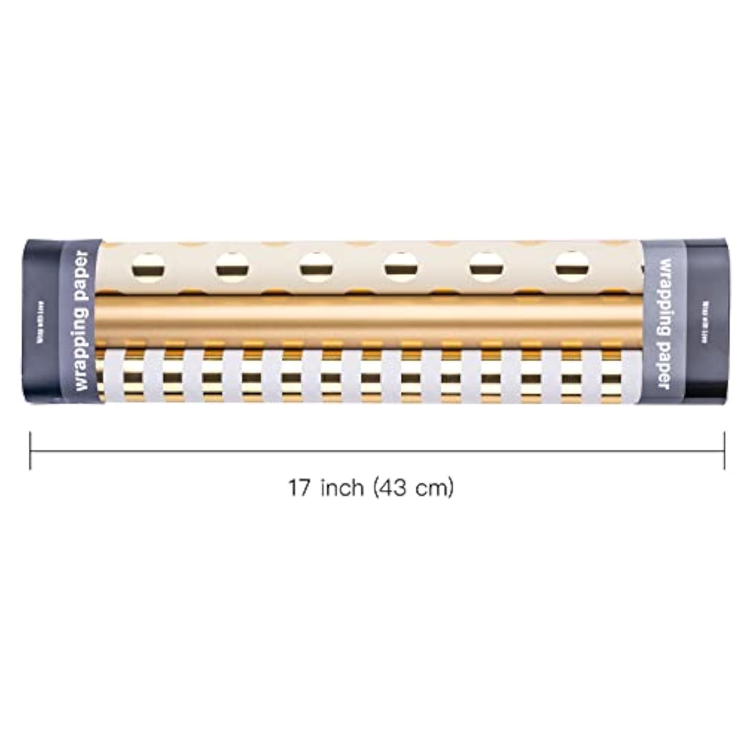 3 Rolls Gold Foil Wrapping Paper - 17"x120" Each for Birthday, Wedding & More