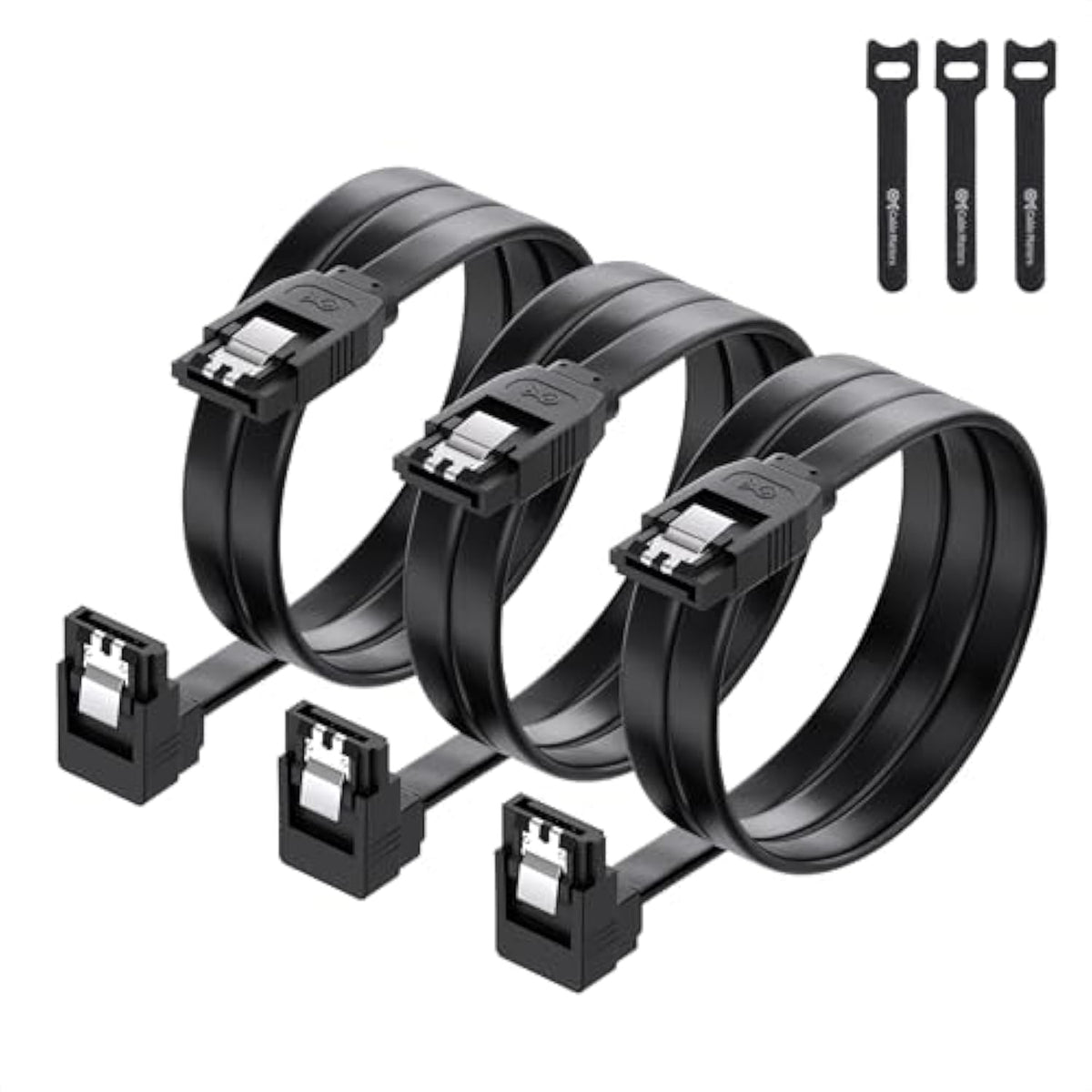 Cable Matters 3-Pack 90 Degree Right Angle SATA Cable 24 Inches (6.0 Gbps SATA