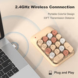 Wireless Number Pads, Cute Colorful Numeric Keypad Numpad Portable 2.4 Ghz Financial Accounting Number Keyboard Extensions, 18 Key Number Numpad For Laptop Desktop, Pc (Cream)