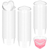 72 Pcs 2.4 Oz Valentine‘S Day Heart Shaped Containers Plastic Box With Lids Reusable Small Portion Cups Condiment Storage Container Clear Transparent Cup For Food Diy Liquid Foam Ball Soft Clay