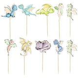 36Pcs Dragon Party Cupcake Toppers Dragon Birthday Party Decoration Fantasy Dragon Cake Decorations For Flying Dragon Baby Shower Supplies
