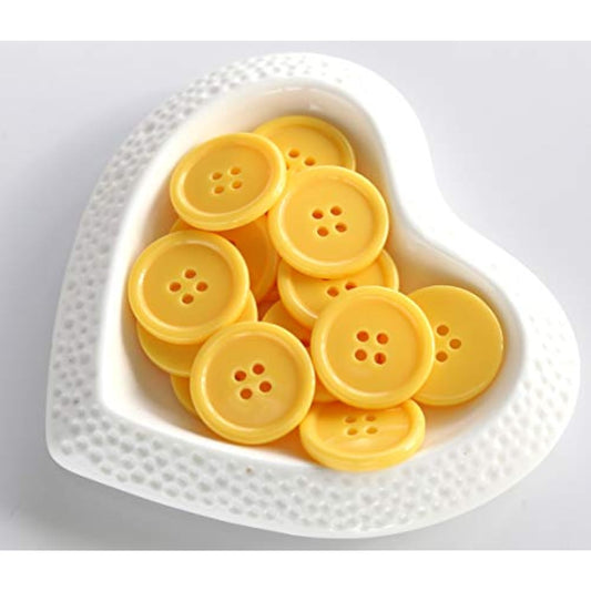 1 Inch (25Mm) Yellow Buttons Sewing Flatback Button For Sewing Or Diy