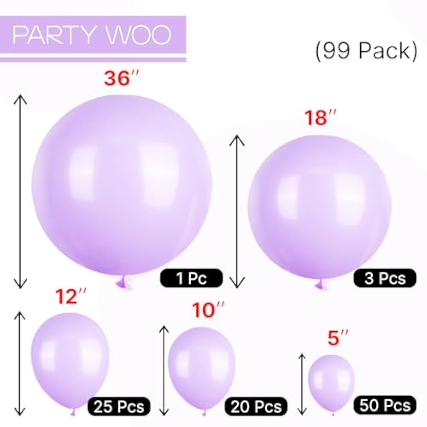 Lavender Balloons 99 Pcs Different Sizes Pack Of 36 18 12 10 5 Inch Light Purple Pastel Purple Lilac Balloon Arch Kit Garland For Graduation Baby Shower Birthday Party Decorations Purple-Q10