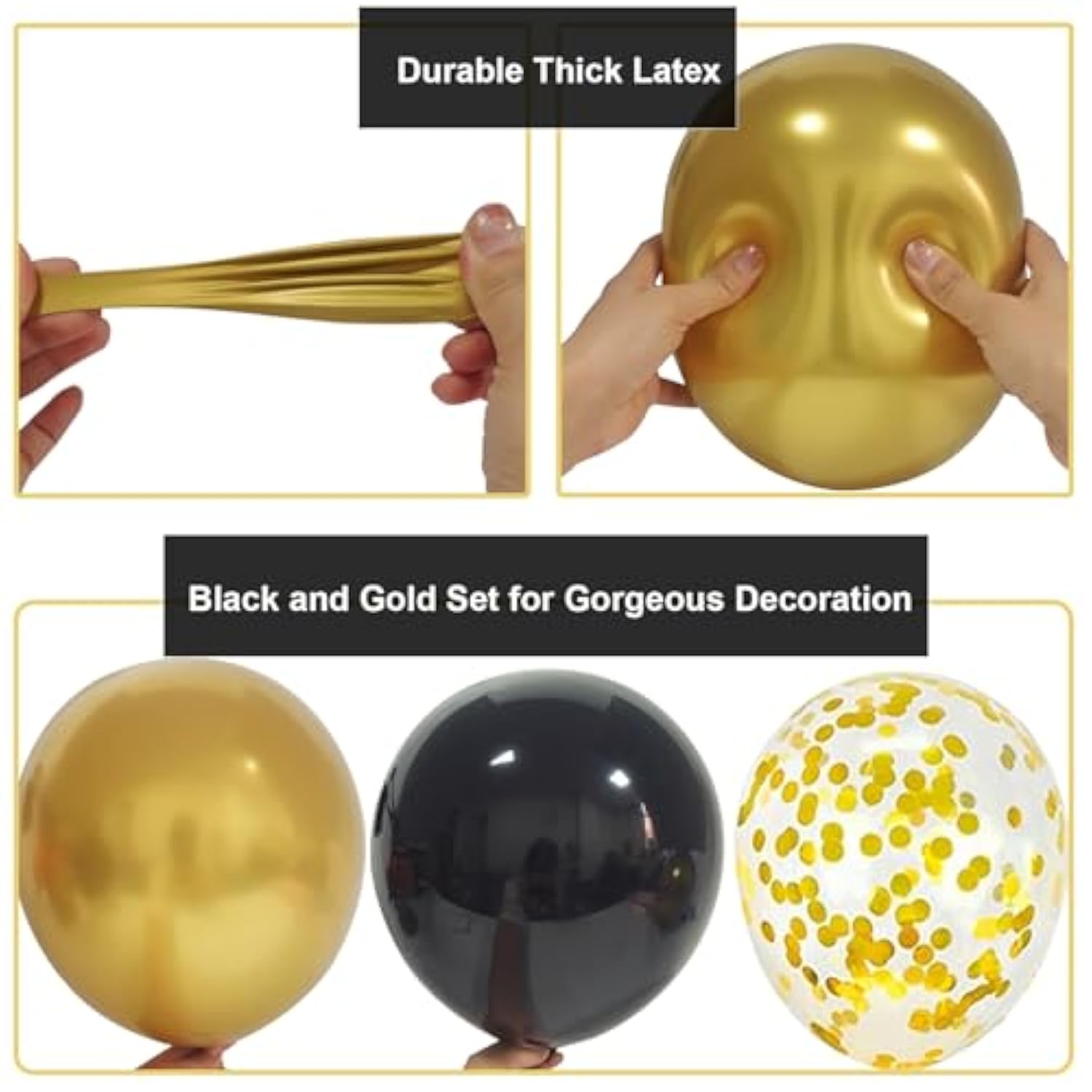 144 Pc Black Gold Balloon Arch Kit Confetti Party Decoration Garland