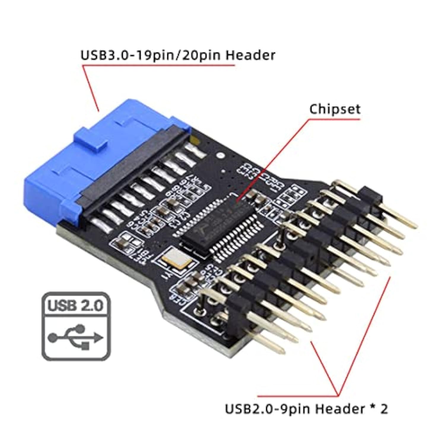 Usb 3.0 Front Panel Header Usb 19Pin To 2 Usb 2.0 9Pin Extension Hub Connector