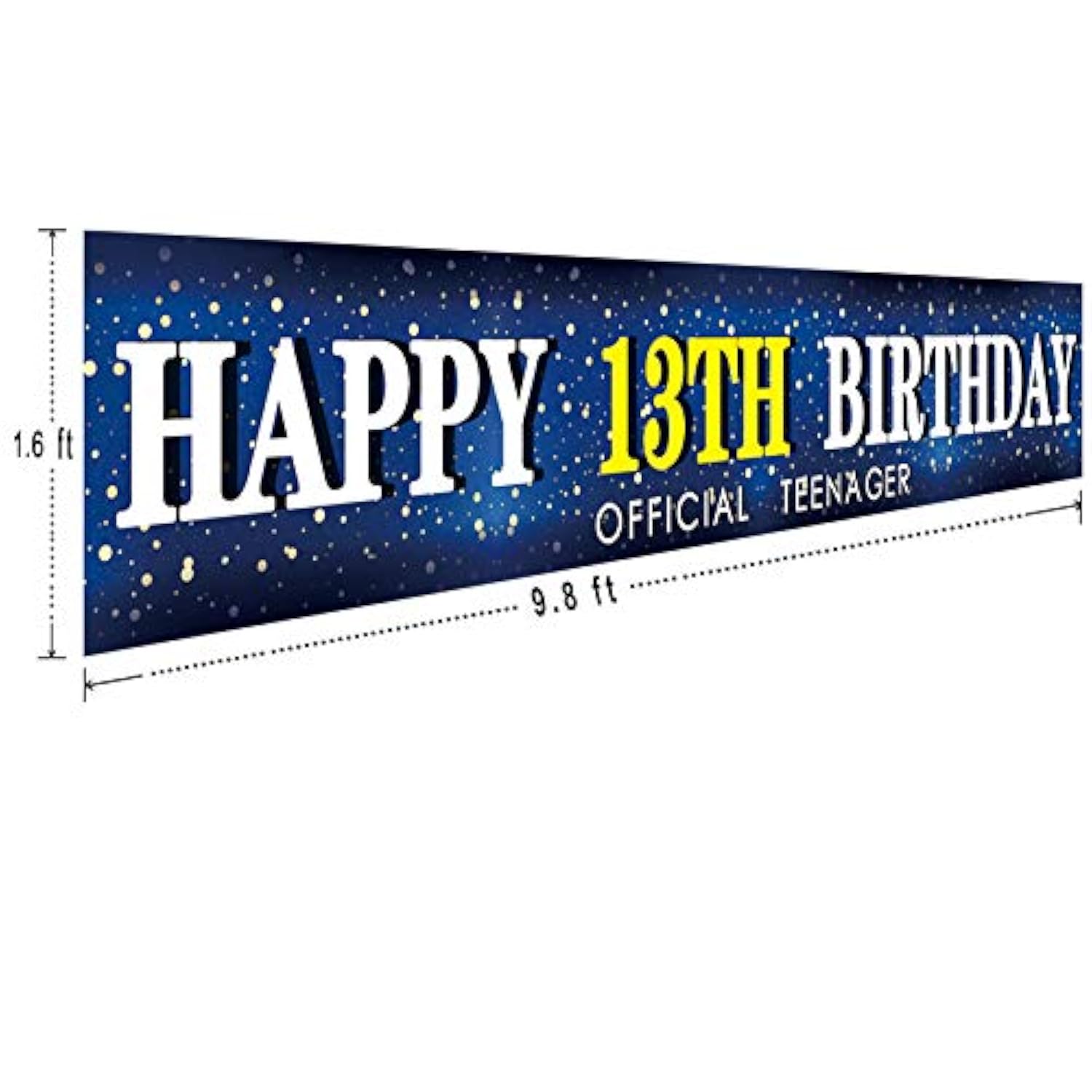 Large Blue Happy 13th Birthday Banner, Teenager Yard Sign and Photo Backdrop