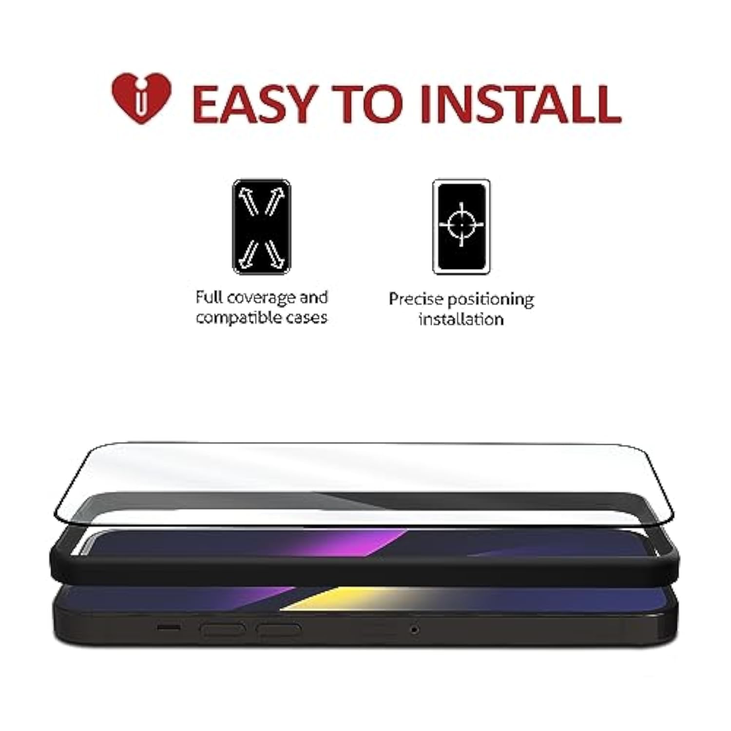 iCarez Tempered Glass Screen Protector for iPhone 16 Plus 6.7 inches 2024 [2-Pack] Case Friendly Full Coverage Tray installation Black Frame