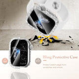 44mm Bling Case with Glass Screen Protector for Apple Watch Series 4/5/6, SE 3/2/1