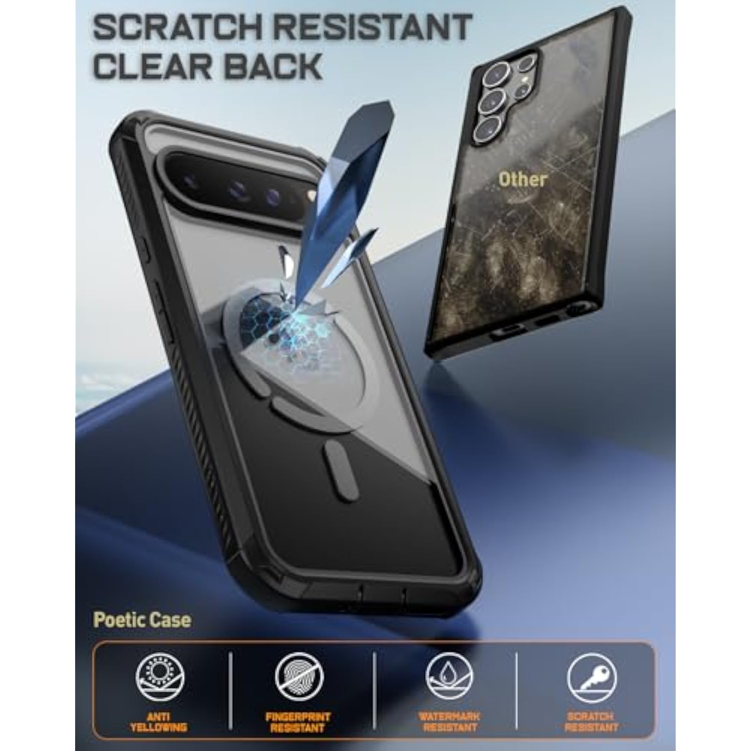 Pixel 9 Pro XL Case, MagSafe, Fingerprint ID, Shockproof, Clear, Screen Protector