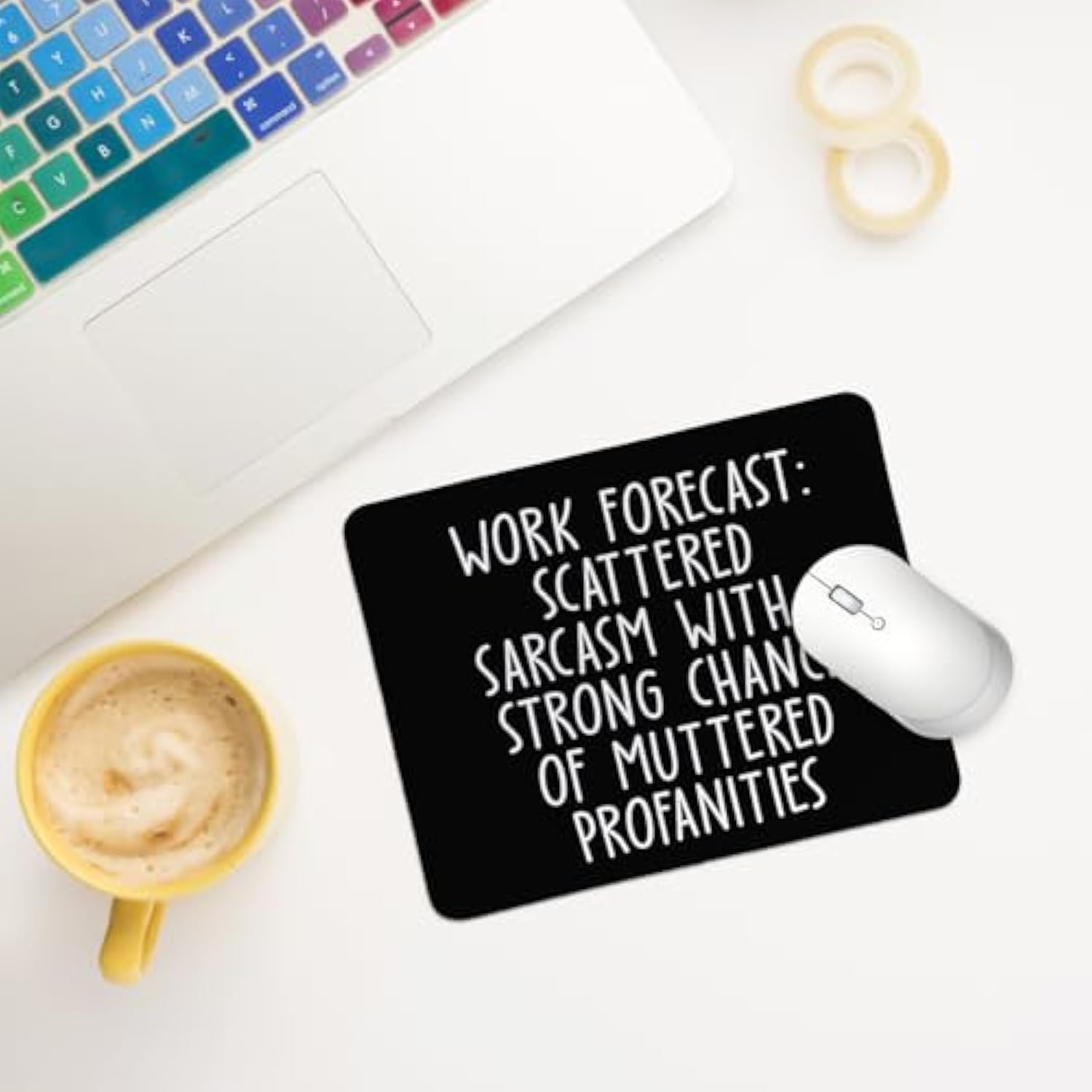 Funny Mouse Pad For Desk, Work Forecast Scattered Sarcasm Sign, Sarcastic Gifts For Coworker, Non-Slip Rubber Base Mouse Pad For Wireless Mouse Computer Laptop, 9.5X7.9 Inch