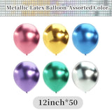50 Pack 12 Inch Assorted Metallic Latex Balloons Helium Birthday Party Decorations