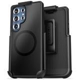 Belt Holster Case For Samsung Galaxy S25 Ultra, (Slim Fit) Case With Rotating Phone Holder Clip (Magnetic, Compatible With Magsafe) Matte Black