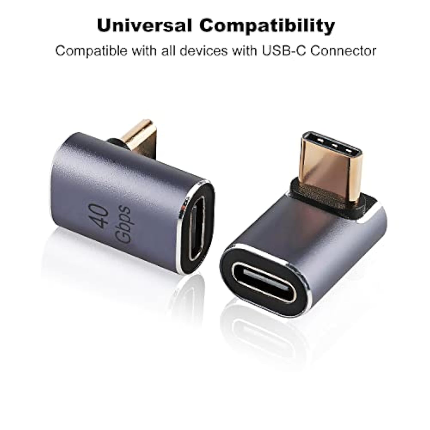 90 Degree Right Angle Usb-C Male To Usb-C Female Adapter, 2 Pack Up And Down 9