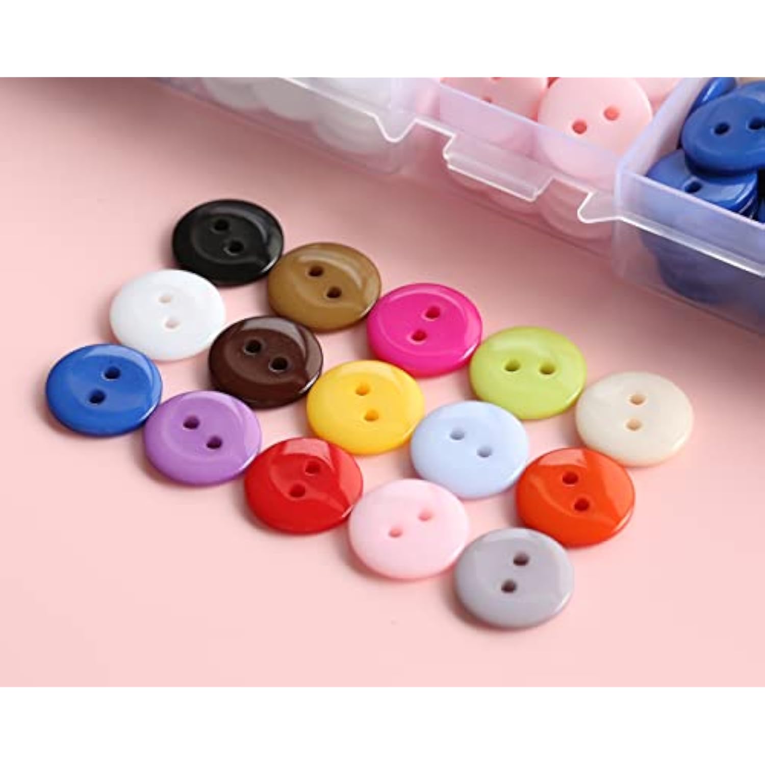 345Pcs 5/8 Inch(15Mm) Multi Colors Buttons 2 Holes Resin Button Assort