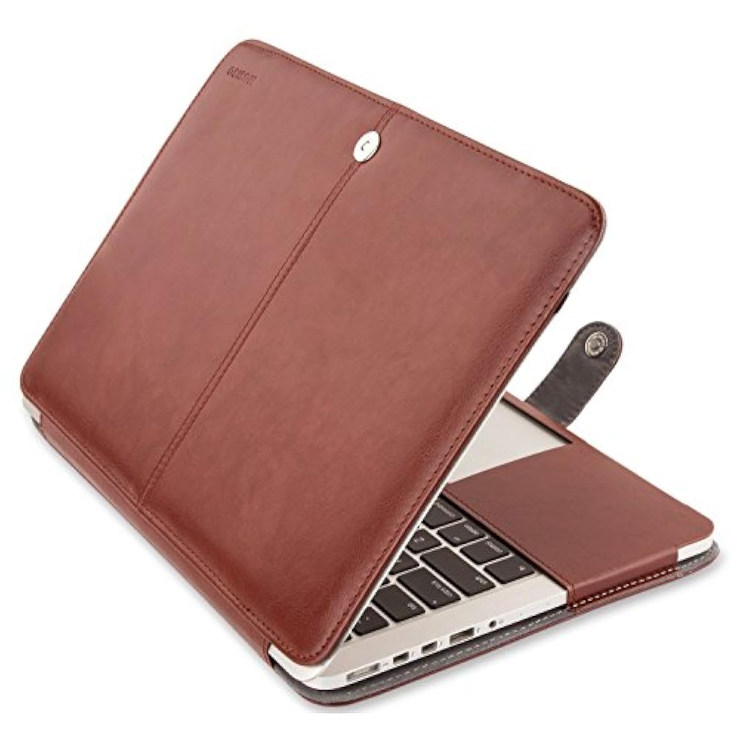 MOSISO Compatible with MacBook Pro Retina 13 inch Case A1502 A1425 2015-2012 Release, PU Leather Portfolio Protective Stand Cover Sleeve, Brown