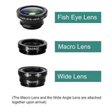 3-in-1 Clip-On Phone Lens Fish Eye Wide Angle Macro HD Camera Kit