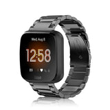 Metal Band Compatible with Fitbit Versa 2 1 and Lite Edition, Solid Stainless Steel Strap Replacement Wristband Business Bracelet, Black
