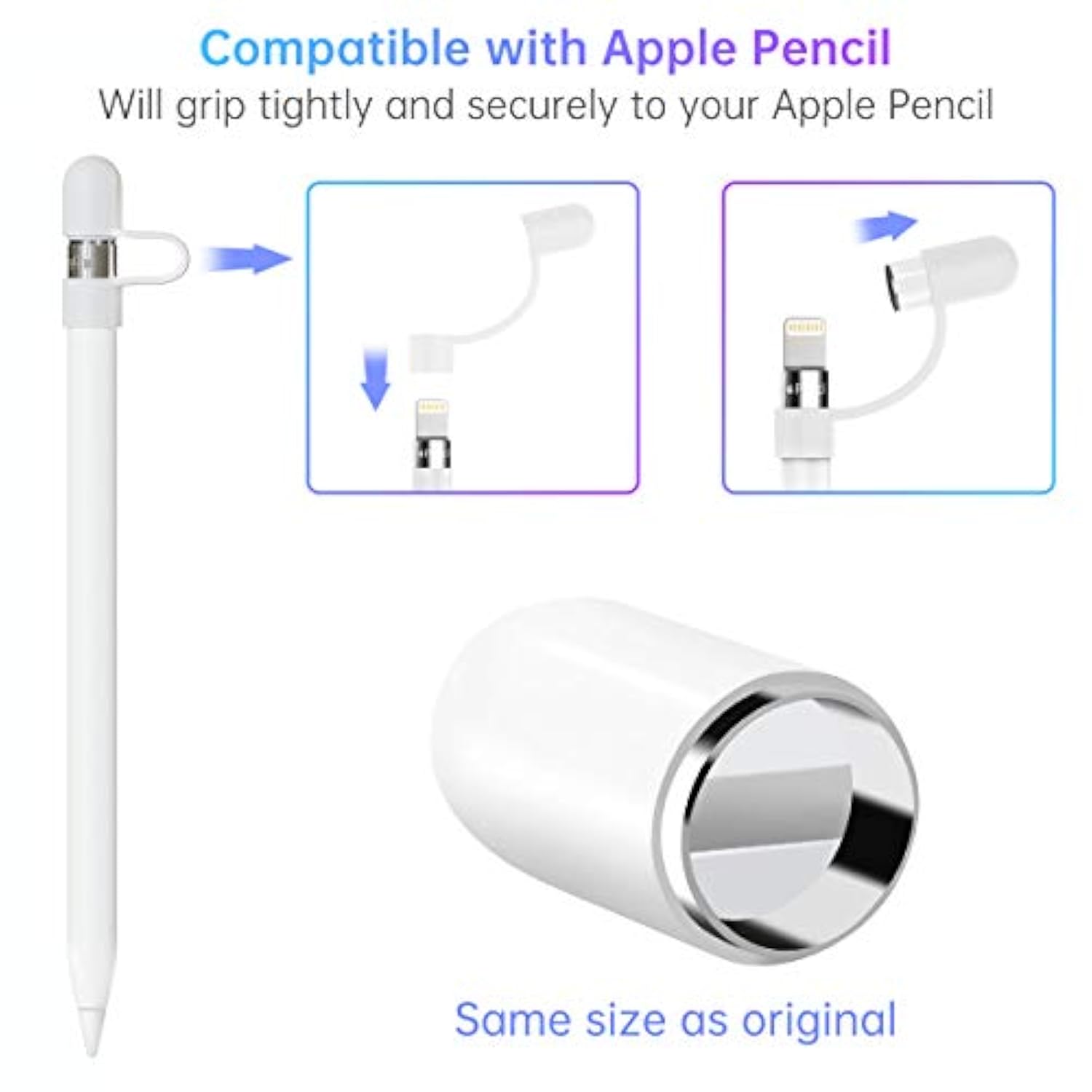 Magnetic Replacement Cap And Charger Adapter For Apple Pencil 1St Generation (With Silicone Protective Cap Holder) For Tablet
