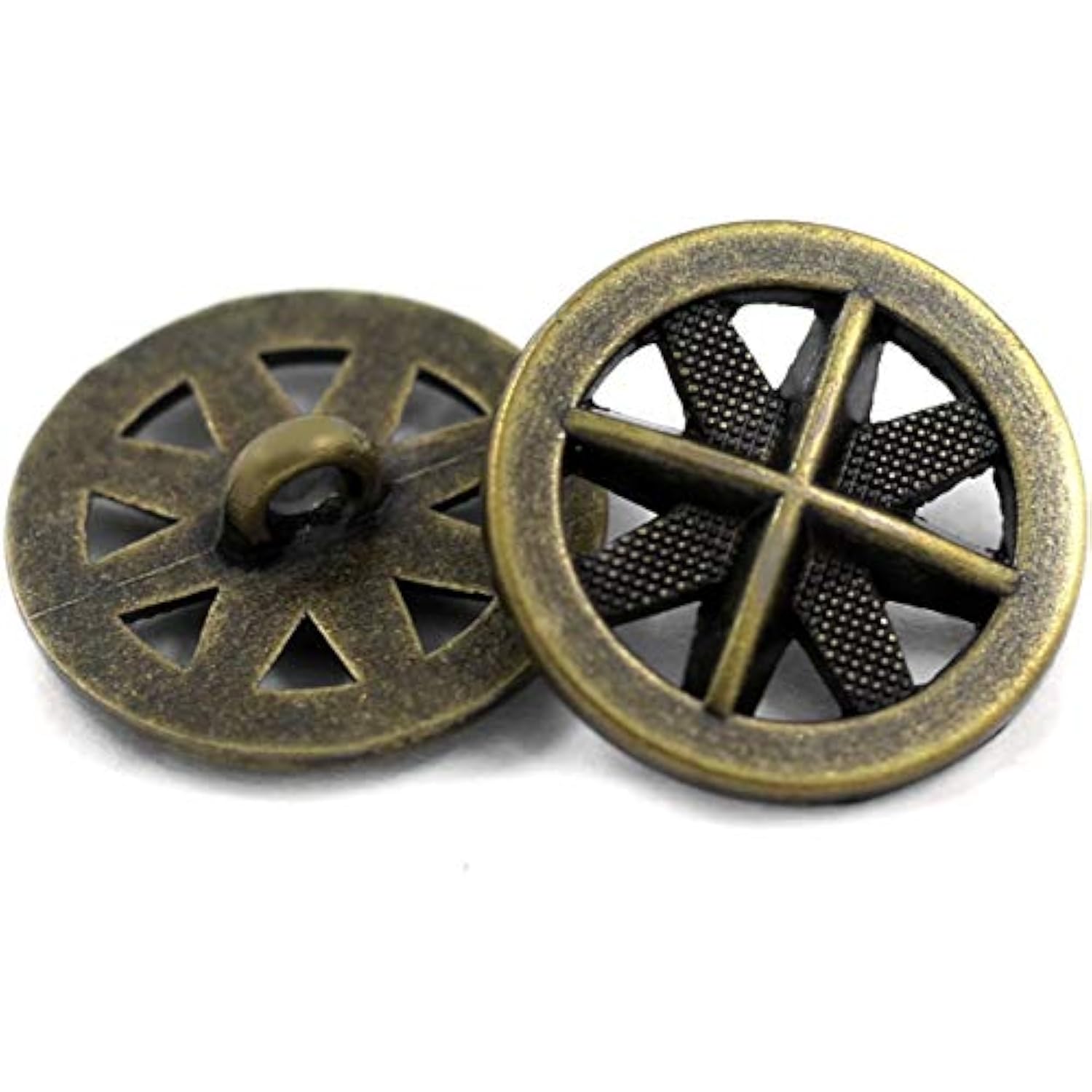 15 Pieces Asterisk Metal Antique Brass Color Metal Shank Buttons. 20Mm