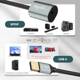 Male Usb A 2.0 To Female Toslink Digital Optical Audio Cable Adapter 0.6 Ft, Usb To Spdif Port Fiber Optic Converter, For Laptop Computer Pc Ps5/Ps4, Not For Tv Or Other-Unidirectional