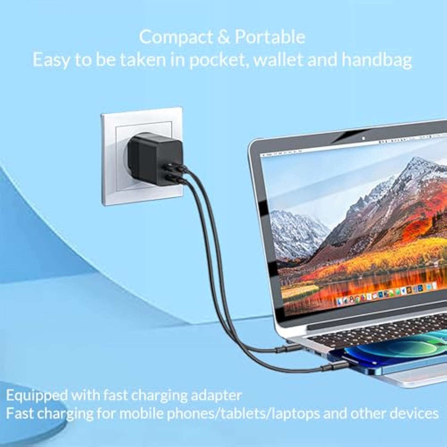 60Wctoc Charging Adapter Cable Kit, Fast Charging & Data Transfer W/Type C/Lightning/Micro Usb, Sim Storage Tool, Data Transfer Tech Travel Cable Kit, Phone Holde (Black)