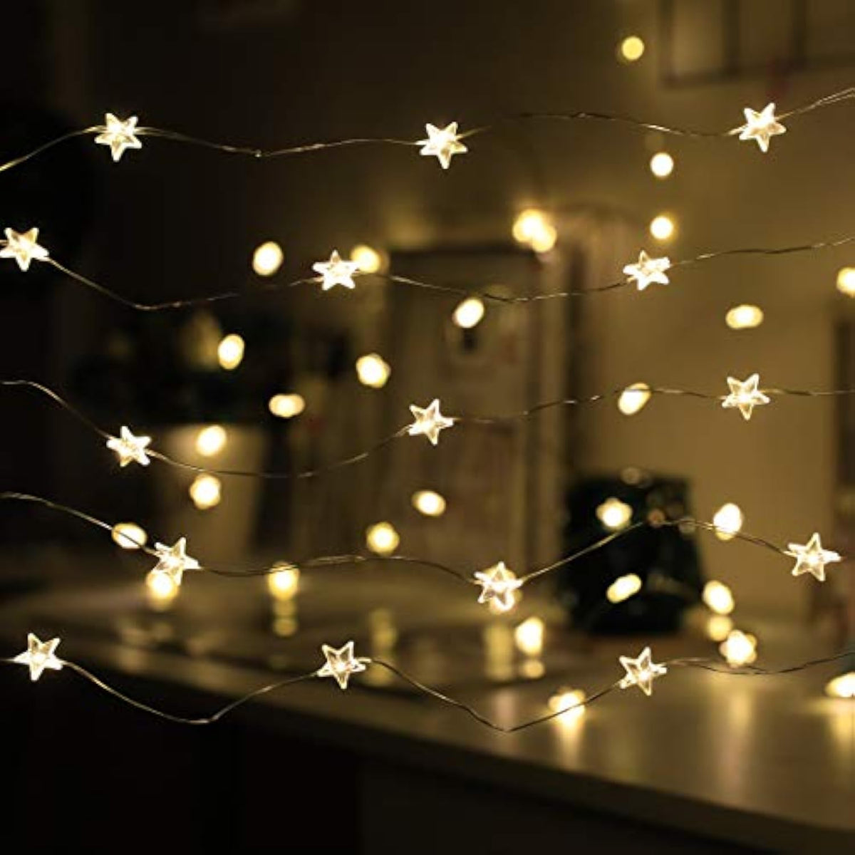Twinkle Star 40 LED String Lights 13Ft USB Battery Waterproof Fairy Lights with Remote