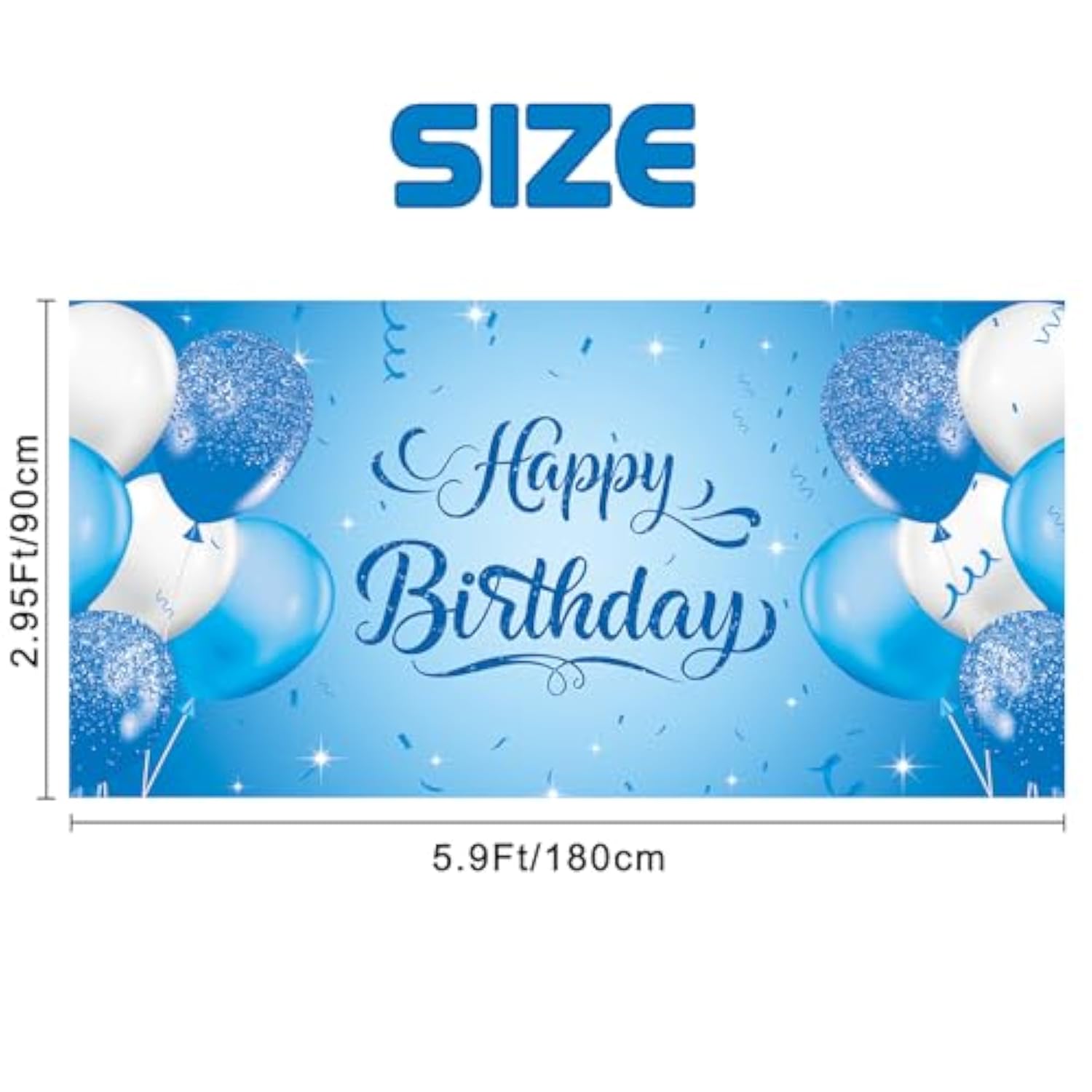 Blue Birthday Banner, Light Blue Happy Birthday Backdrop For Girls Boys(5.9 X 2.9 Ft), Women Men Bday Party Photo Background