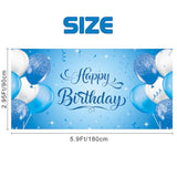 Blue Birthday Banner, Light Blue Happy Birthday Backdrop For Girls Boys(5.9 X 2.9 Ft), Women Men Bday Party Photo Background
