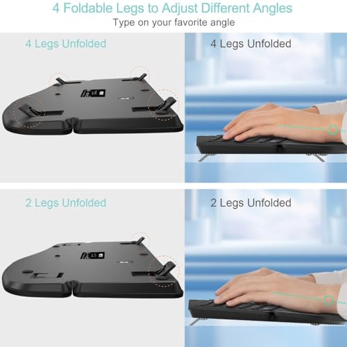 Ergonomic Keyboard With Cushioned Wrist Palm Rest, Multi-Device Wireless Bluetooth With Usb-A Usb-C Receiver Comfortable Ergonomic Split Keyboard, For Windows Computer Laptop Pc Tablet