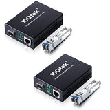 A Pair Of Gigabit Single Mode Lc Fiber Media Converter, With 2 Pcs Sfp Lx Modules, 1.25G/S Fiber To Ethernet Converter, 1000Base-Lx To 10/100/1000Base-Tx, Sfp To Rj45, Smf, 1310Nm, Up To 20Km
