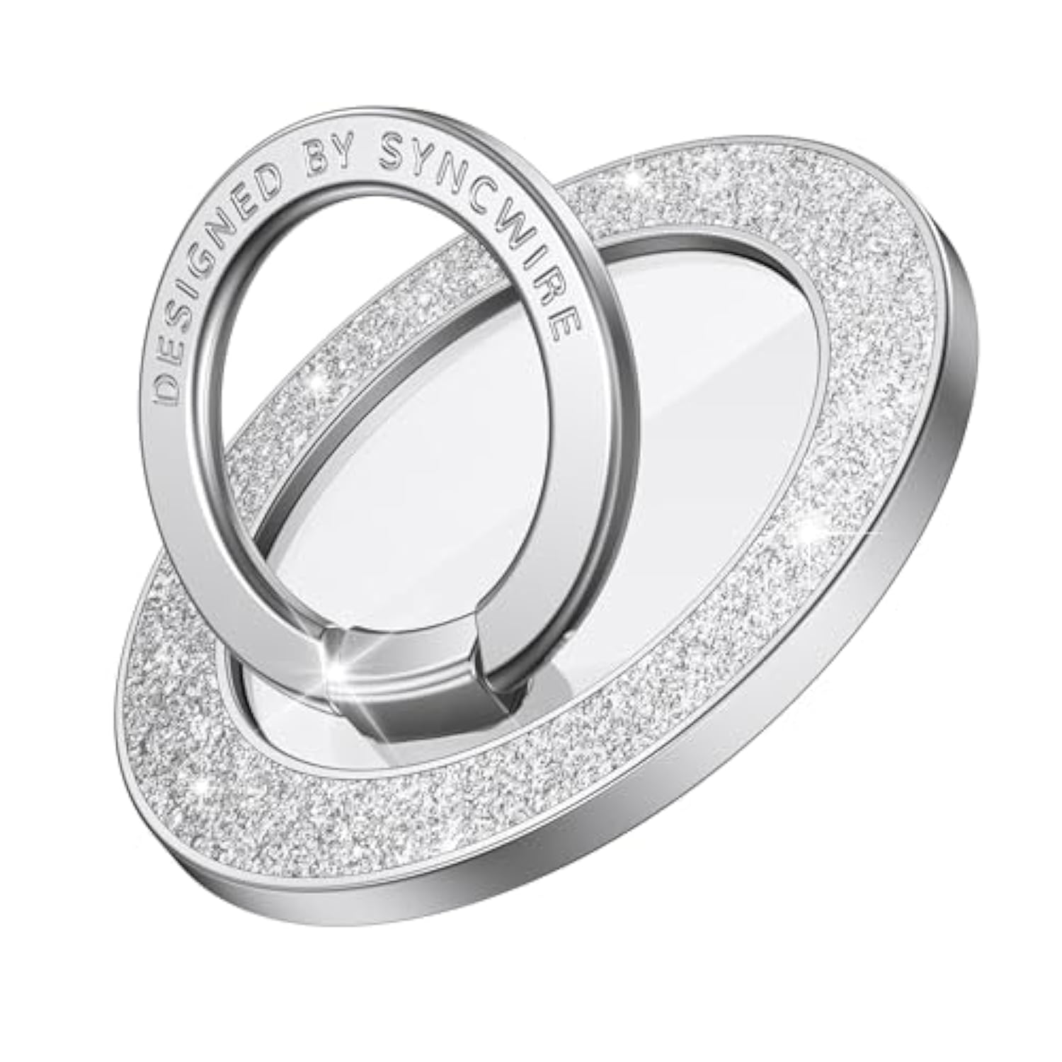 Magnetic Bling Phone Ring Holder for MagSafe - 360° Rotation, Glitter Silver