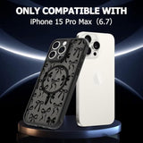 Magnetic For Iphone 15 Pro Max Case [Compatible With Magsafe] Cute Cool Bowknot Bow Tie Print Pattern Design, Slim Bumper Translucent Matte Protective Cover For Women Girls, Black