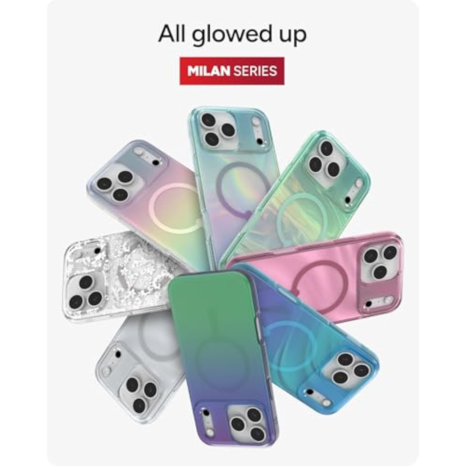 ZAGG Milan Snap Case for iPhone 17 Pro Max - Iridescent, Graphene Strengthened Phone Case with Drop Protection (13ft/4m), Textured Edges & Sparkle Design, MagSafe Charging Compatible