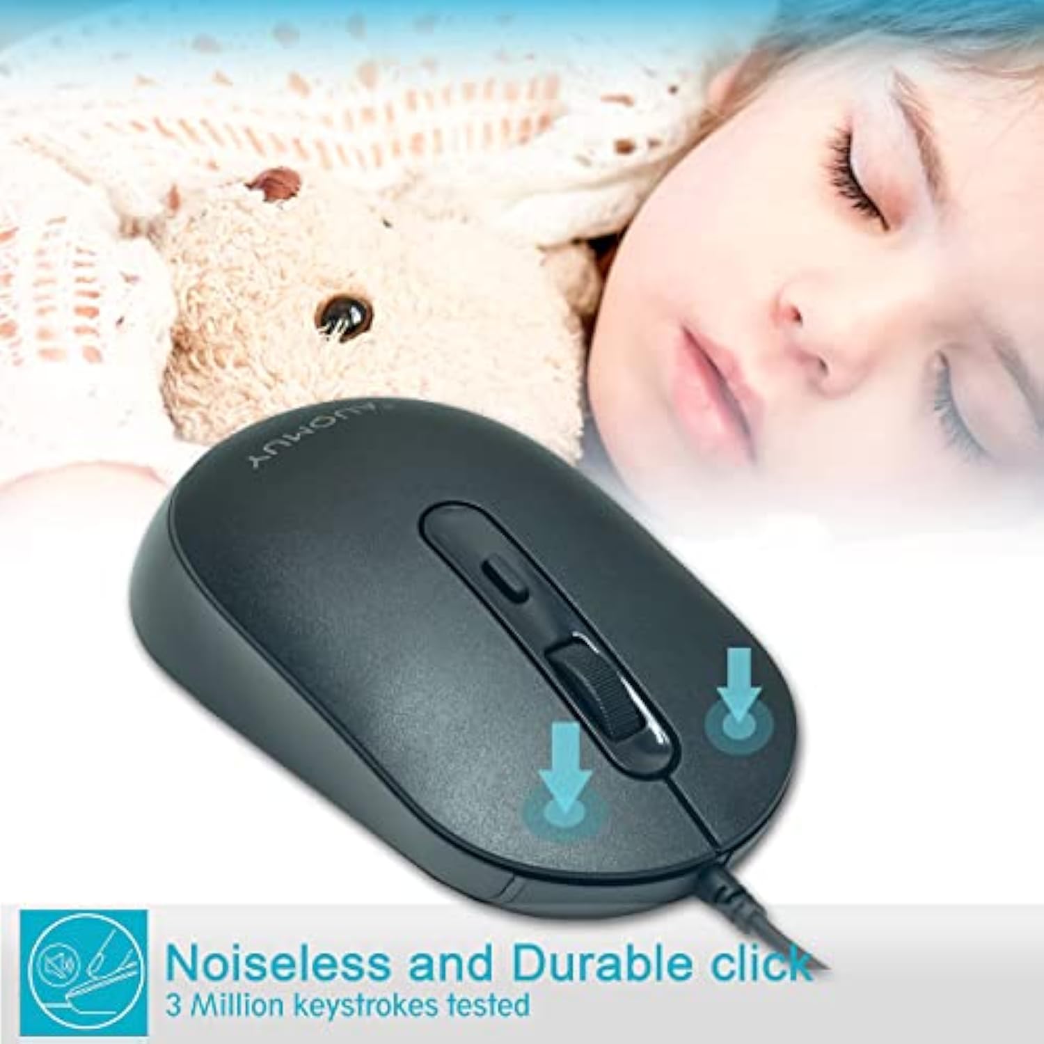 M104 Wired Computer Mouse 3 Pack, Silent Optical Usb Corded Mouse Mice Bulk Fo