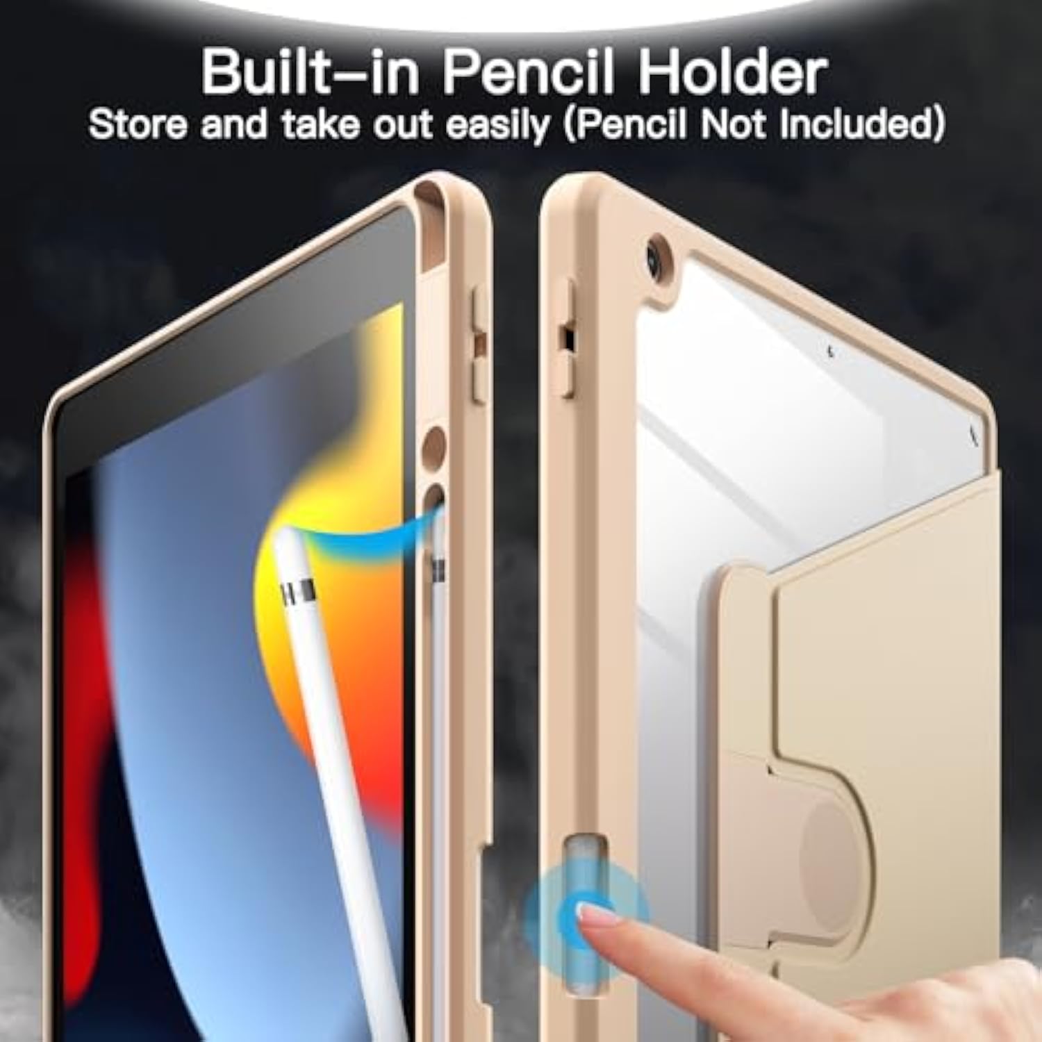 JETech Rotating Case for iPad 9/8/7 (10.2-Inch, 2021/2020/2019 Model, 9th/8th/