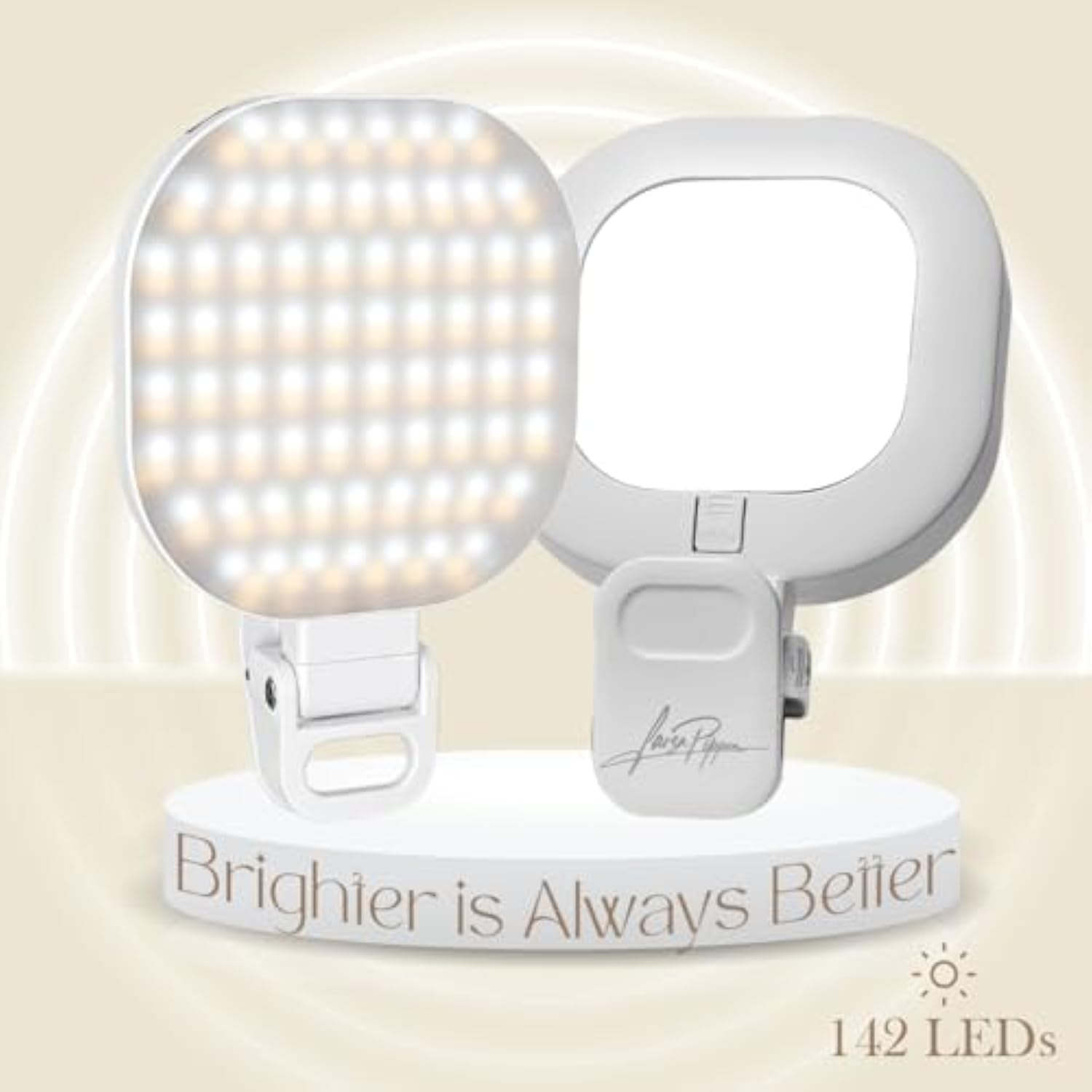 Larsa Pippen - - Led Selfie Light With Clip & Glass Mirror - Rechargeable Selfie Light For Phone Or Camera - 142 Leds-Adjustable Brightness - Ideal For Makeup, Tiktok, Content Creators