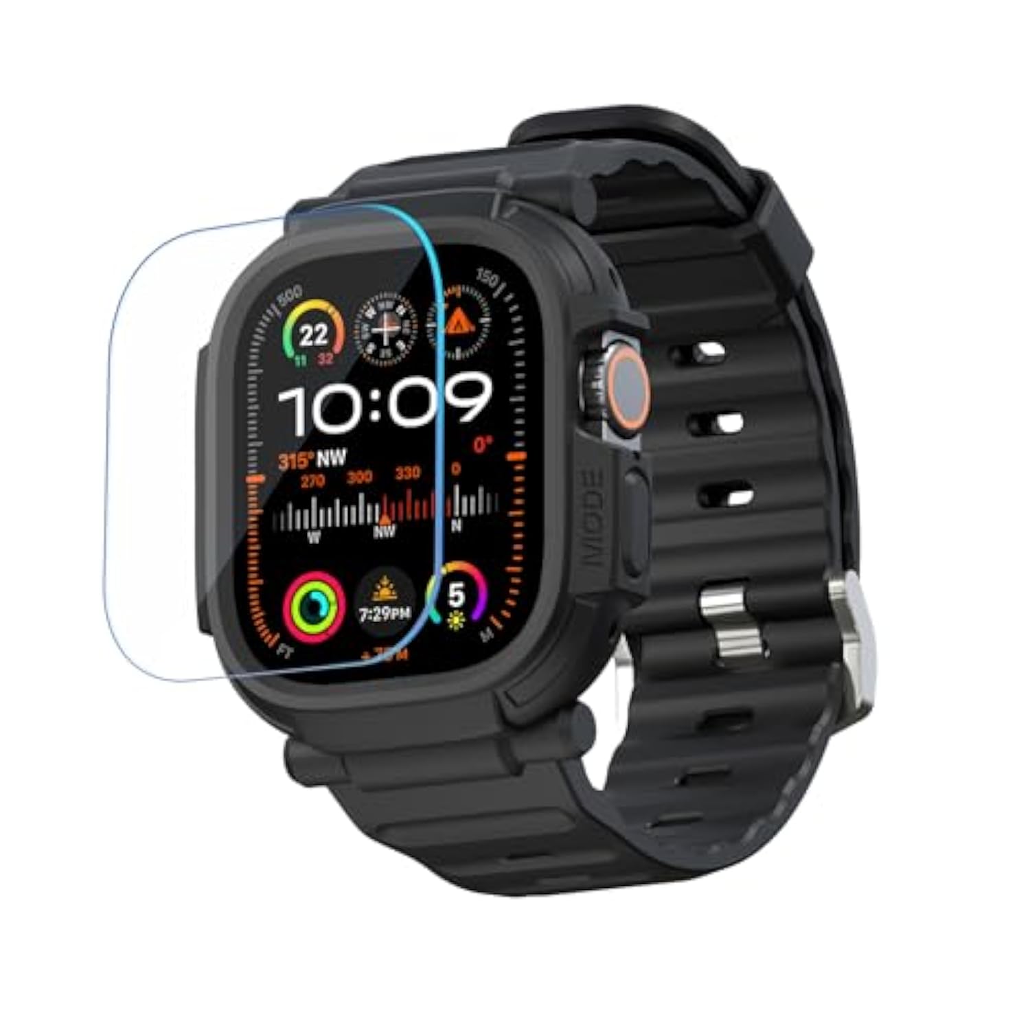 Band Case For 49Mm Apple Watch Ultra 3/2/1 With Screen Protector Tempered Glass, Quattro Pro Series Rugged For Iwatch Strap, Military Grade Durable Protective Bumper Cover, Shockproof, Black