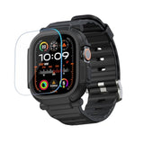 Band Case For 49Mm Apple Watch Ultra 3/2/1 With Screen Protector Tempered Glass, Quattro Pro Series Rugged For Iwatch Strap, Military Grade Durable Protective Bumper Cover, Shockproof, Black