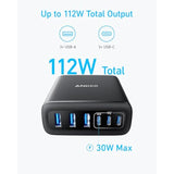 Anker Desktop Charger, Fast Charging USB C Charger, 112W Max 6-Port Charging Station, for iPhone, iPad, MacBook, Samsung and More (Cable Not Included)