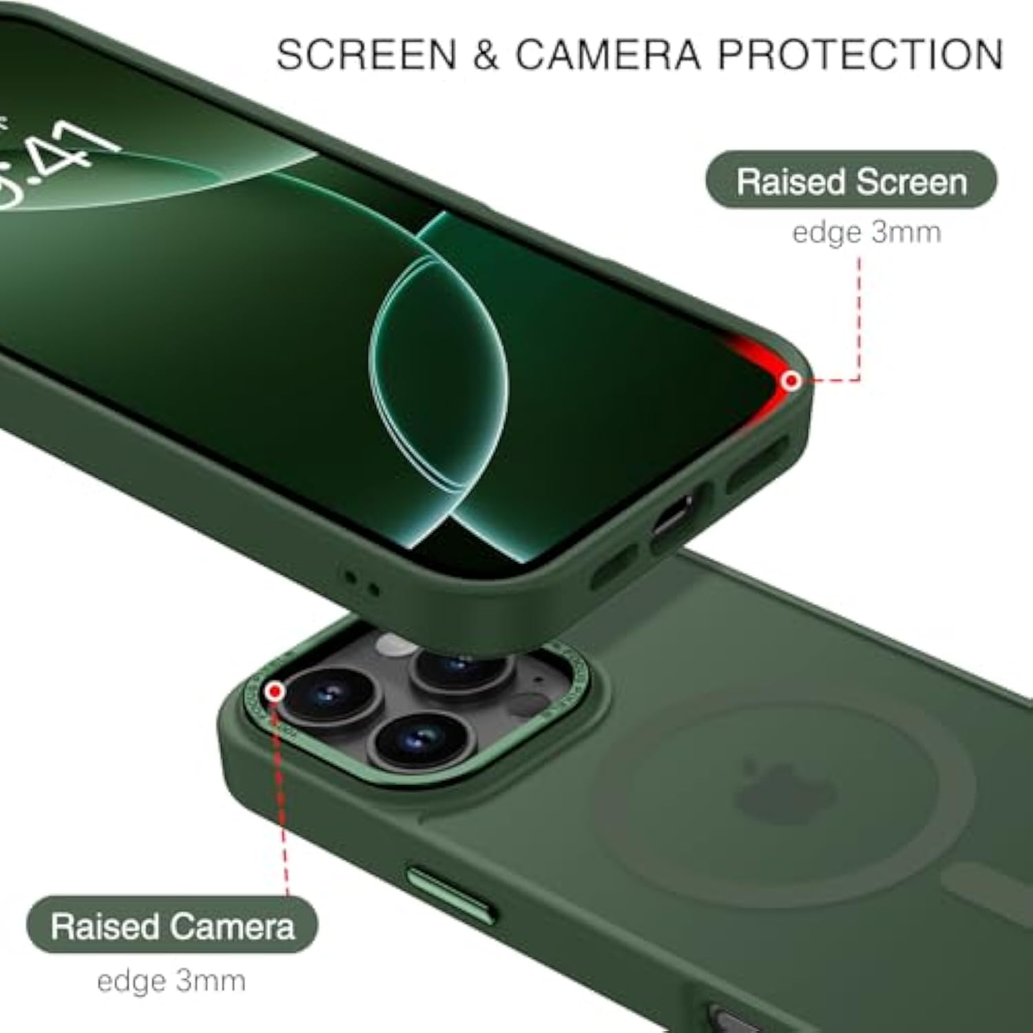 For Iphone 16 Pro Max Case 2024, Iphone 16 Pro Max Magnetic Phone Case [Compatible With Mag Safe] [Military Grade Shockproof] Translucent Matte Slim Shockproof Protective Cover 6.9" Green