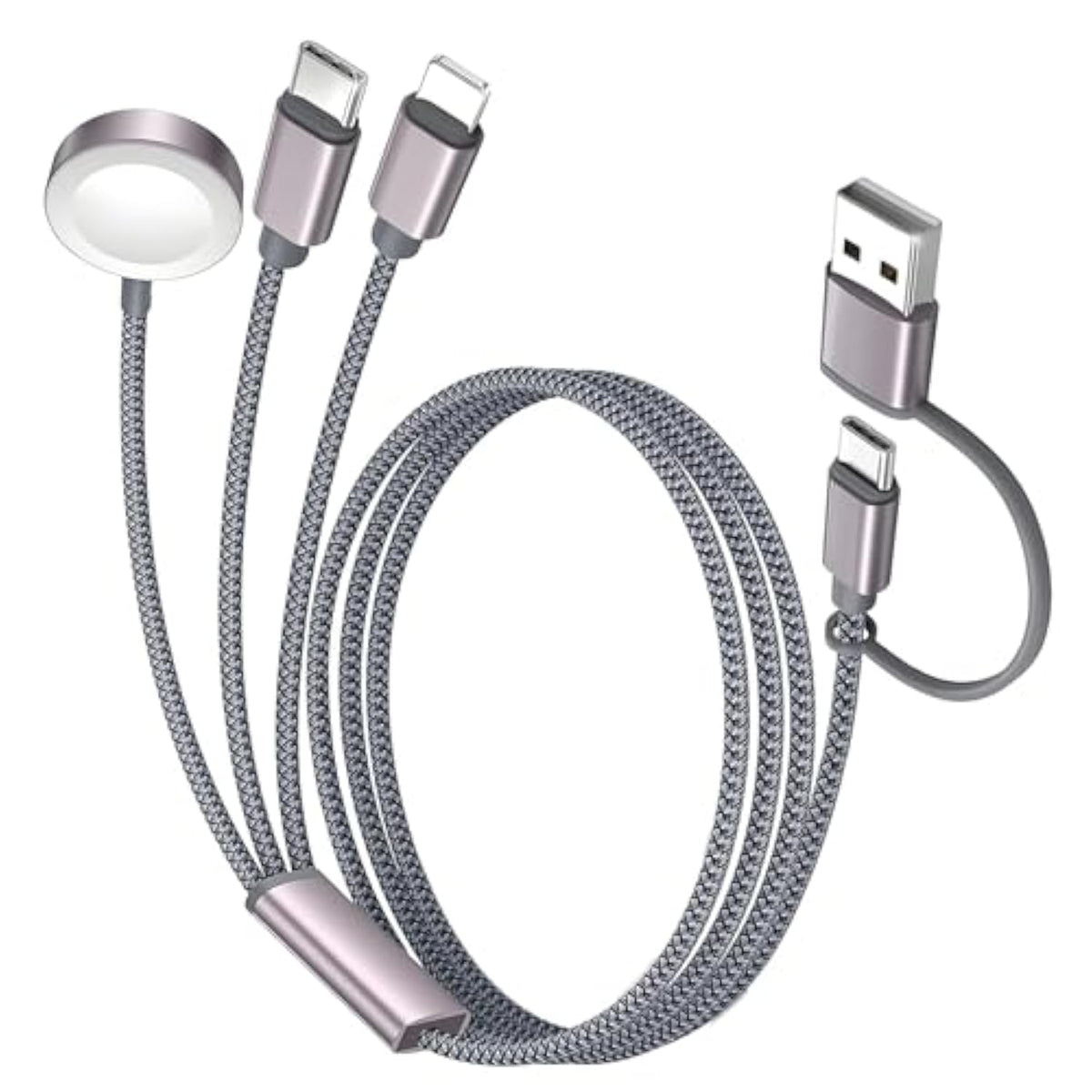 3-In-2 Usb C Charging Cable For Iphone 16-12 & Smartwatch, 4Ft Portable Multi Charger With Lightning, Travel Camping Essentials (1Pcs)