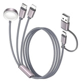3-In-2 Usb C Charging Cable For Iphone 16-12 & Smartwatch, 4Ft Portable Multi Charger With Lightning, Travel Camping Essentials (1Pcs)