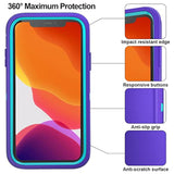Purple and Blue Heavy Duty Military Grade iPhone 11 Pro Case with 2 Tempered Glass Screen Protectors